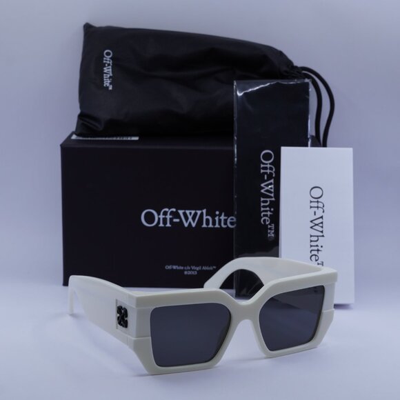 Off-White OERI148 DOVER 0107 Square Sunglasses – White\\ Grey